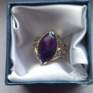 Ring, sterling silver, purple turquoise